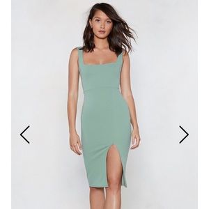 Sage green Squarin’ to Go Midi Dress